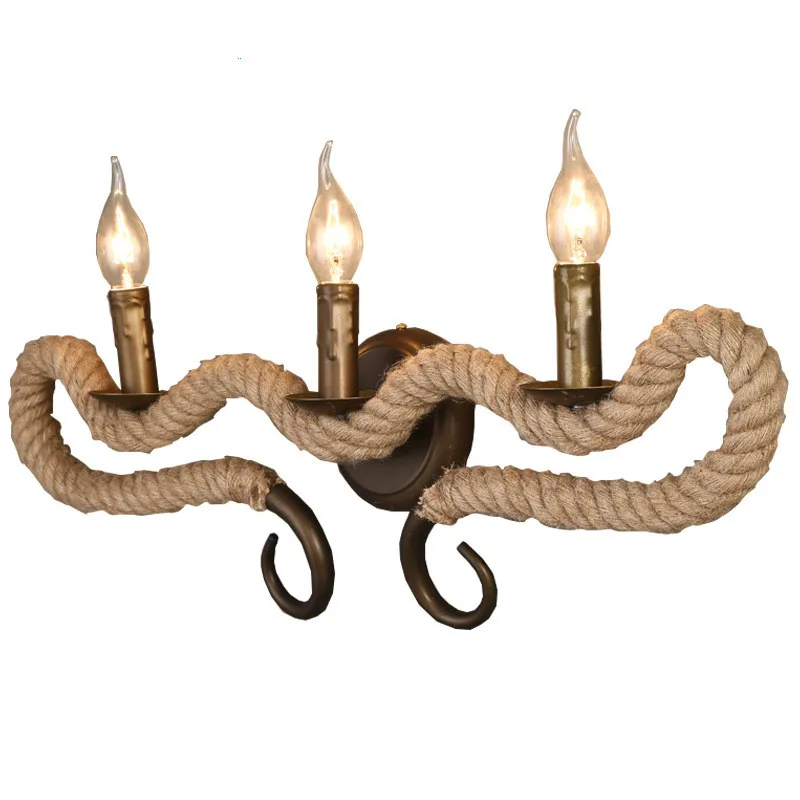 American style antique ancient hemp rope lamp Restaurant Bar creative personality coffee shop wall lamp aisle iron lamp
American style antique ancient hemp rope lamp Restaurant Bar creative personality coffee shop wall lamp aisle iron lamp