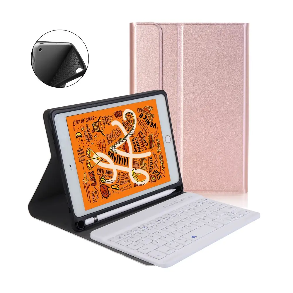 For iPad mini 5 2019 2 in 1 Removable Bluetooth Russian/Hebrew Keyboard+Slim Stand PU Leather Case Cover Build-in Pencil Holder
For iPad mini 5 2019 2 in 1 Removable Bluetooth Russian/Hebrew Keyboard+Slim Stand PU Leather Case Cover Build-in Pencil Holder