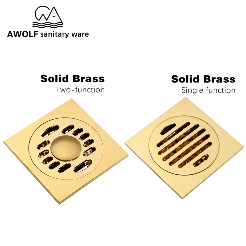 Floor Drain Deodorant Strainer Square Solid Brass 10cm Shower Waste Water Drain For Kitchen And Bathroom Gold Plated AH6157
Floor Drain Deodorant Strainer Square Solid Brass 10cm Shower Waste Water Drain For Kitchen And Bathroom Gold Plated AH6157