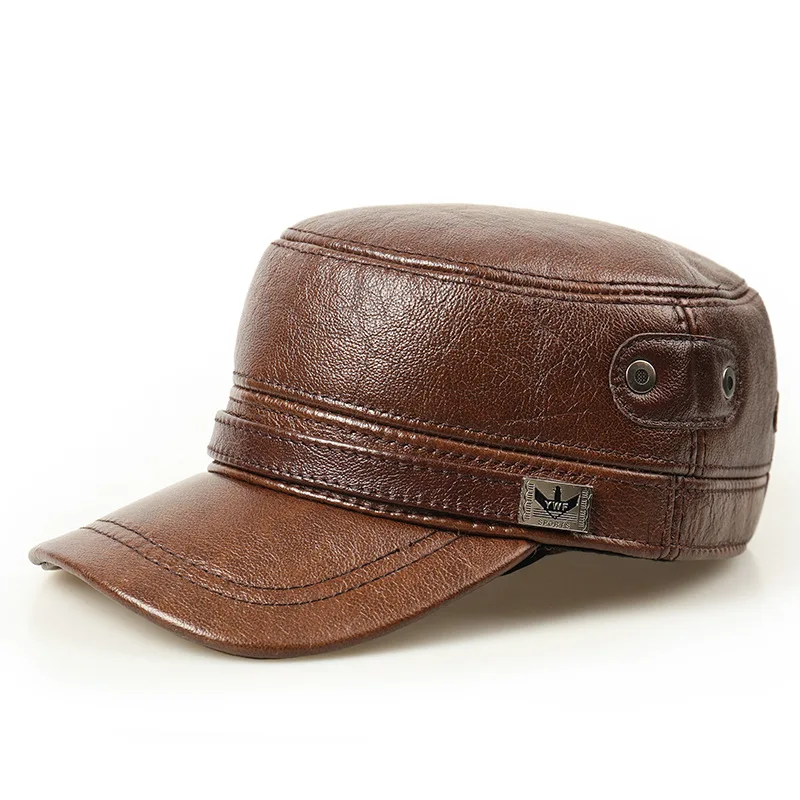 Fall Winter Genuine Leather Hat Men's Leisure Flat Top Visor Cap Middle-aged Old Men Outdoor Warm Ear Protection Male Caps H6920
Fall Winter Genuine Leather Hat Men's Leisure Flat Top Visor Cap Middle-aged Old Men Outdoor Warm Ear Protection Male Caps H6920