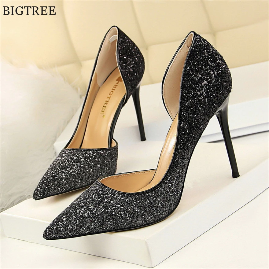 Show Thin Sexy Side Hollow Women Dress Shoes Woman Pumps Fashion Sequined Cloth High Heels Ladies Bride Wedding Shoe Pointed Toe
Show Thin Sexy Side Hollow Women Dress Shoes Woman Pumps Fashion Sequined Cloth High Heels Ladies Bride Wedding Shoe Pointed Toe