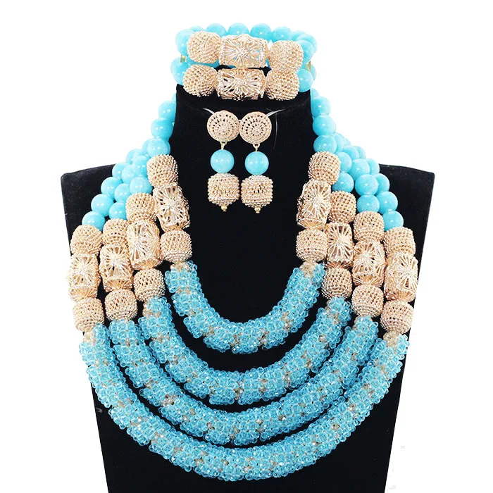 African Beads Wedding Jewelry Set Luxury Light Blue Bold Statement Crystal Necklace Set Big Full Gold Costum Jewellery SetABH562
African Beads Wedding Jewelry Set Luxury Light Blue Bold Statement Crystal Necklace Set Big Full Gold Costum Jewellery SetABH562
