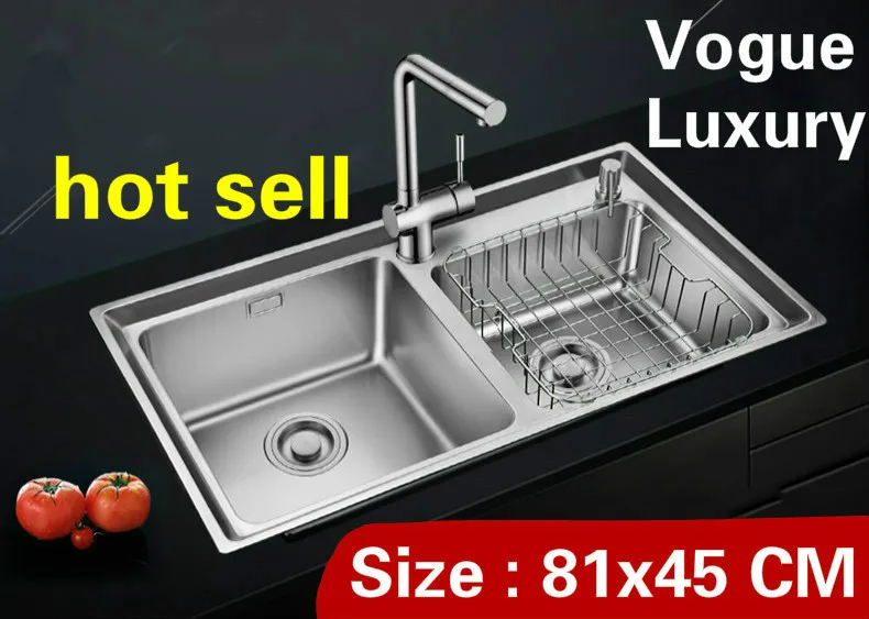Free shipping Home high quality wash vegetables kitchen double groove sink 304 stainless steel 81x45 CM
Free shipping Home high quality wash vegetables kitchen double groove sink 304 stainless steel 81x45 CM