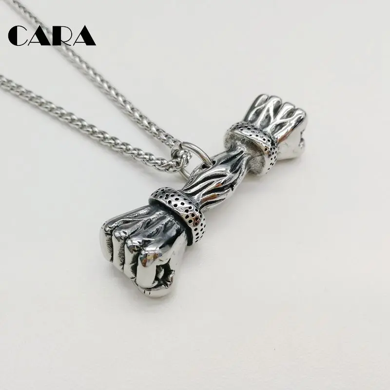2019 New 316L stainless steel gym fitness dumbbell pendant necklace double muscle fists pendant necklace men fashion CARA0415
2019 New 316L stainless steel gym fitness dumbbell pendant necklace double muscle fists pendant necklace men fashion CARA0415