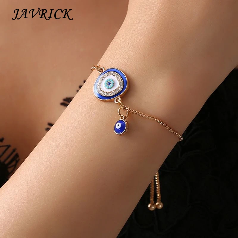 Turkish Lucky Blue Crystal Eye Bracelets Handmade Gold Chains Lucky Jewelry
Turkish Lucky Blue Crystal Eye Bracelets Handmade Gold Chains Lucky Jewelry