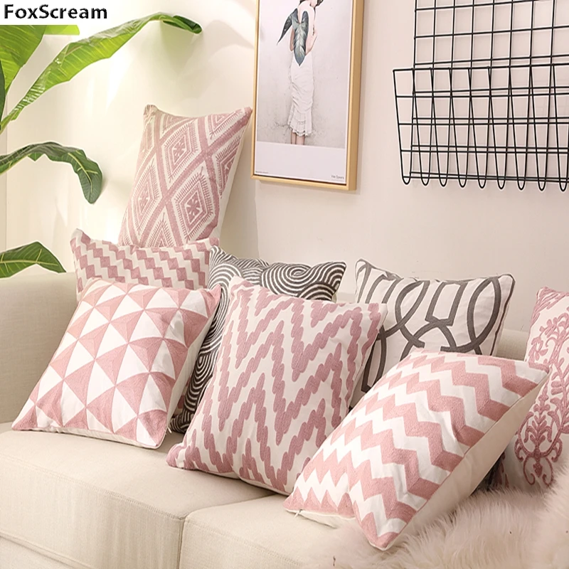 Embroidered Pillow Case Decorative Cushion Cover Home Decor Pink Geometric Throw Pillows Cover Couch Cushion embroidery cushions
Embroidered Pillow Case Decorative Cushion Cover Home Decor Pink Geometric Throw Pillows Cover Couch Cushion embroidery cushions
