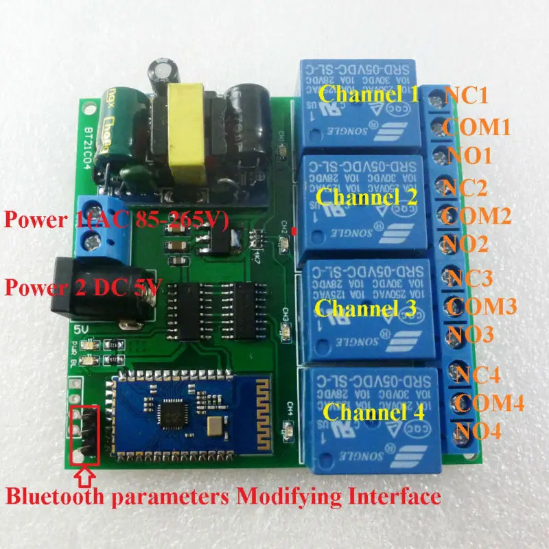 1 PCS AC 85V-265V 220V 4CH Bluetooth Relay Android app Wireless Remote Controller for Smart Home Motor LED Car Access System
1 PCS AC 85V-265V 220V 4CH Bluetooth Relay Android app Wireless Remote Controller for Smart Home Motor LED Car Access System