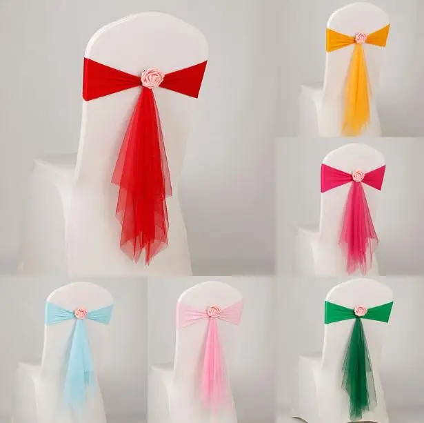 Fancy Wedding Sashes for Decoration Elastic Polyester and Gauze Chair Cover Bands with Individual Artificial Flower SN901
Fancy Wedding Sashes for Decoration Elastic Polyester and Gauze Chair Cover Bands with Individual Artificial Flower SN901