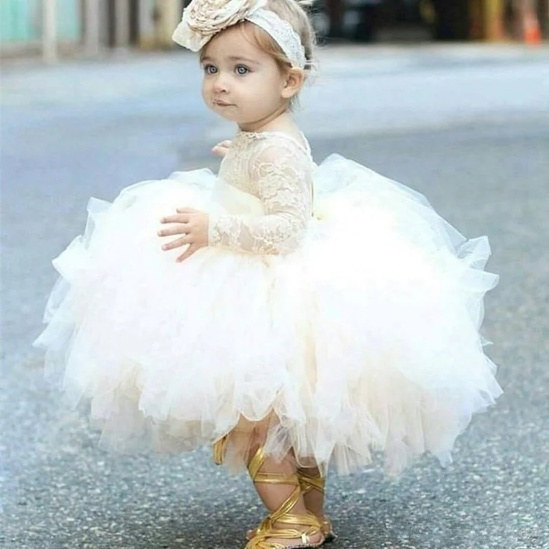 Lovely Flower Girl Dresses Ivory Flower Girls Fluffy Dress Long Sleeve Tulle Formal Gown Girl's Birthday Party Dresses
Lovely Flower Girl Dresses Ivory Flower Girls Fluffy Dress Long Sleeve Tulle Formal Gown Girl's Birthday Party Dresses