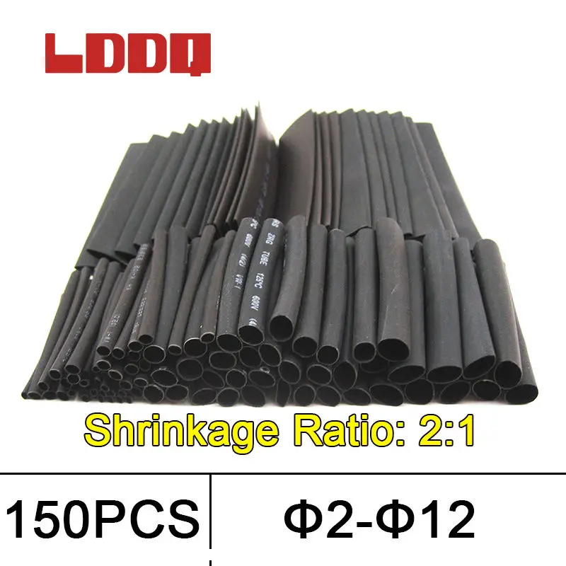 LDDQ 150pcs Black Heat Shrink Tube 2mm 2.5mm 3.5mm 5mm 6mm 8mm 10mm 12mm Cable Sleeve Heat Shrink Cable conduit
LDDQ 150pcs Black Heat Shrink Tube 2mm 2.5mm 3.5mm 5mm 6mm 8mm 10mm 12mm Cable Sleeve Heat Shrink Cable conduit