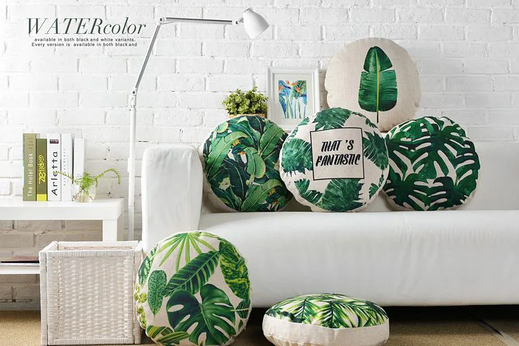 45CM Round Pillow Case Tropical Cushion Cover Green Decorative Pillows Cover Home Decor Linen Cotton Cushion Cover for sofa
45CM Round Pillow Case Tropical Cushion Cover Green Decorative Pillows Cover Home Decor Linen Cotton Cushion Cover for sofa