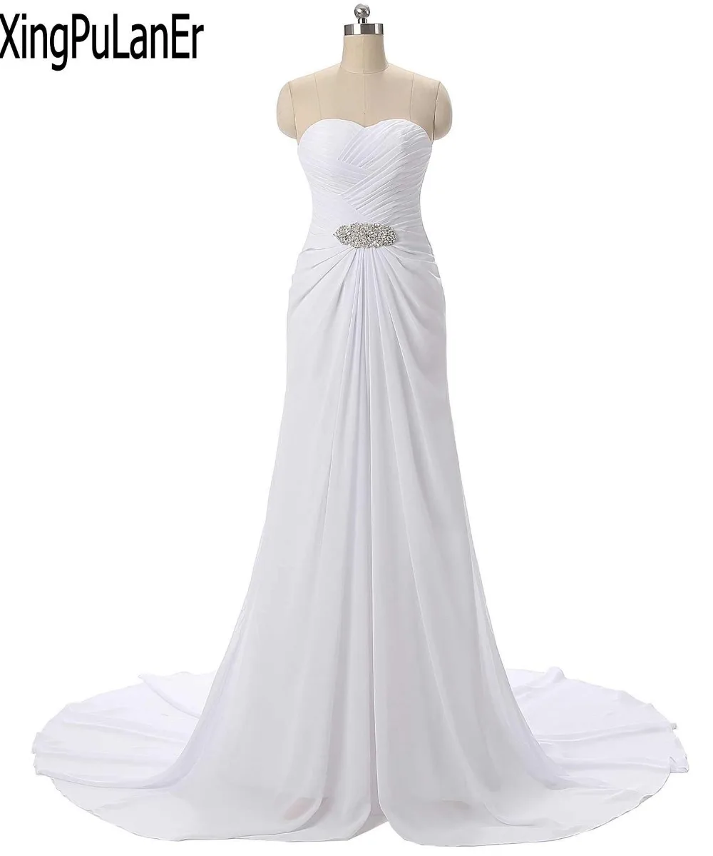 XingPuLanEr vestido de noiva A Line Sweetheart Pleated Bodice Beaded Waist Lace Up Back White Chiffon Long Wedding Dresses
XingPuLanEr vestido de noiva A Line Sweetheart Pleated Bodice Beaded Waist Lace Up Back White Chiffon Long Wedding Dresses