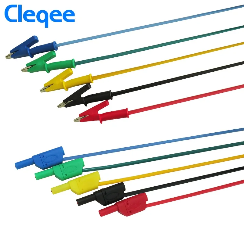 Cleqee P1018A 1M 4mm Banana Plug to Crocodile Alligator Clip Test Probe Lead Wire Cable 5pcs/lot
Cleqee P1018A 1M 4mm Banana Plug to Crocodile Alligator Clip Test Probe Lead Wire Cable 5pcs/lot