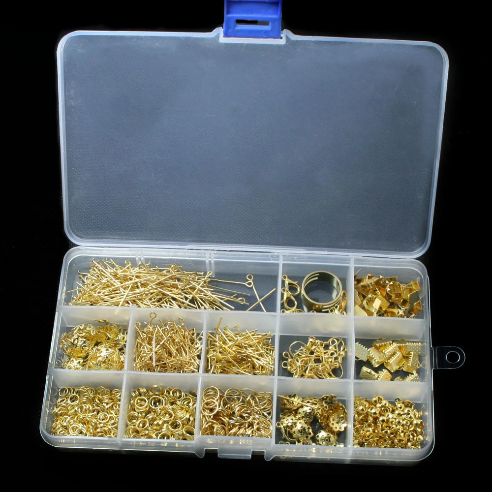 DIY Jewelry Findings Kit Gold Color Accessories Beads cap/jump rings/clasps/pins for jewelry making BDH010-19
DIY Jewelry Findings Kit Gold Color Accessories Beads cap/jump rings/clasps/pins for jewelry making BDH010-19