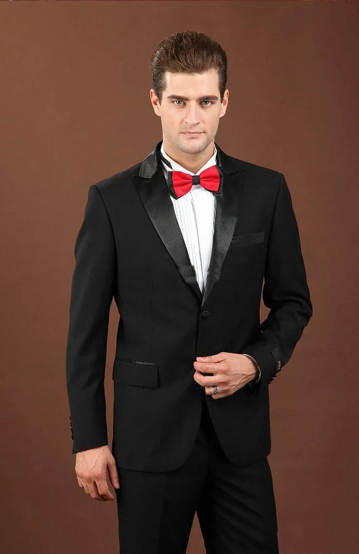 TOP SALE/DIFFERENT STYLES Back Vent Two Buttons Black Groom Tuxedos Peak Satin Lapel Best Man Groomsmen Men Wedding Suitswedding
TOP SALE/DIFFERENT STYLES Back Vent Two Buttons Black Groom Tuxedos Peak Satin Lapel Best Man Groomsmen Men Wedding Suitswedding