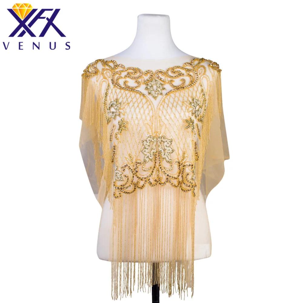 XFX Handmade Heavy Beaded Crystal Gold Patches Large Size Waterfall Pattern Rhinestone Applique With Beads For Wedding Dress
XFX Handmade Heavy Beaded Crystal Gold Patches Large Size Waterfall Pattern Rhinestone Applique With Beads For Wedding Dress