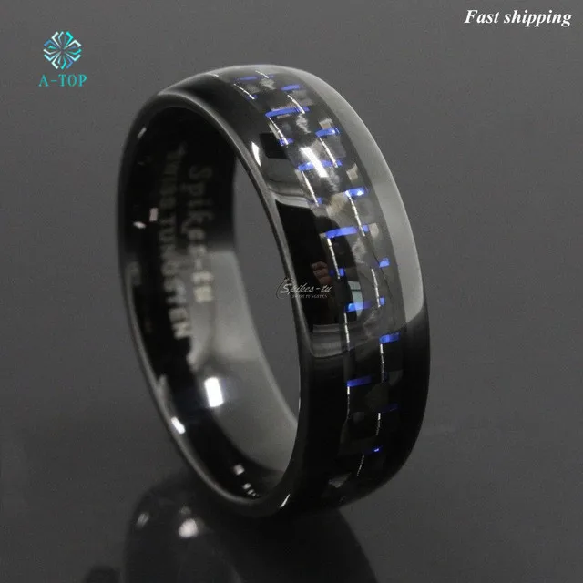 8 мм черное и синее вольфрамовое кольцо с углеродным волокном, мужской свадебный браслет, ювелирные изделия, бесплатная доставка
8 мм черное и синее вольфрамовое кольцо с углеродным волокном, мужской свадебный браслет, ювелирные изделия, бесплатная доставка