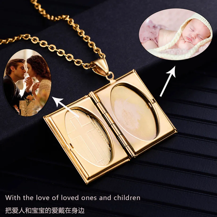 Religious Cross Locket Necklace Pendant Gold Silver Color Photo Frame Memory Necklace For Women/Men Christmas Gift Hot Sale
Religious Cross Locket Necklace Pendant Gold Silver Color Photo Frame Memory Necklace For Women/Men Christmas Gift Hot Sale