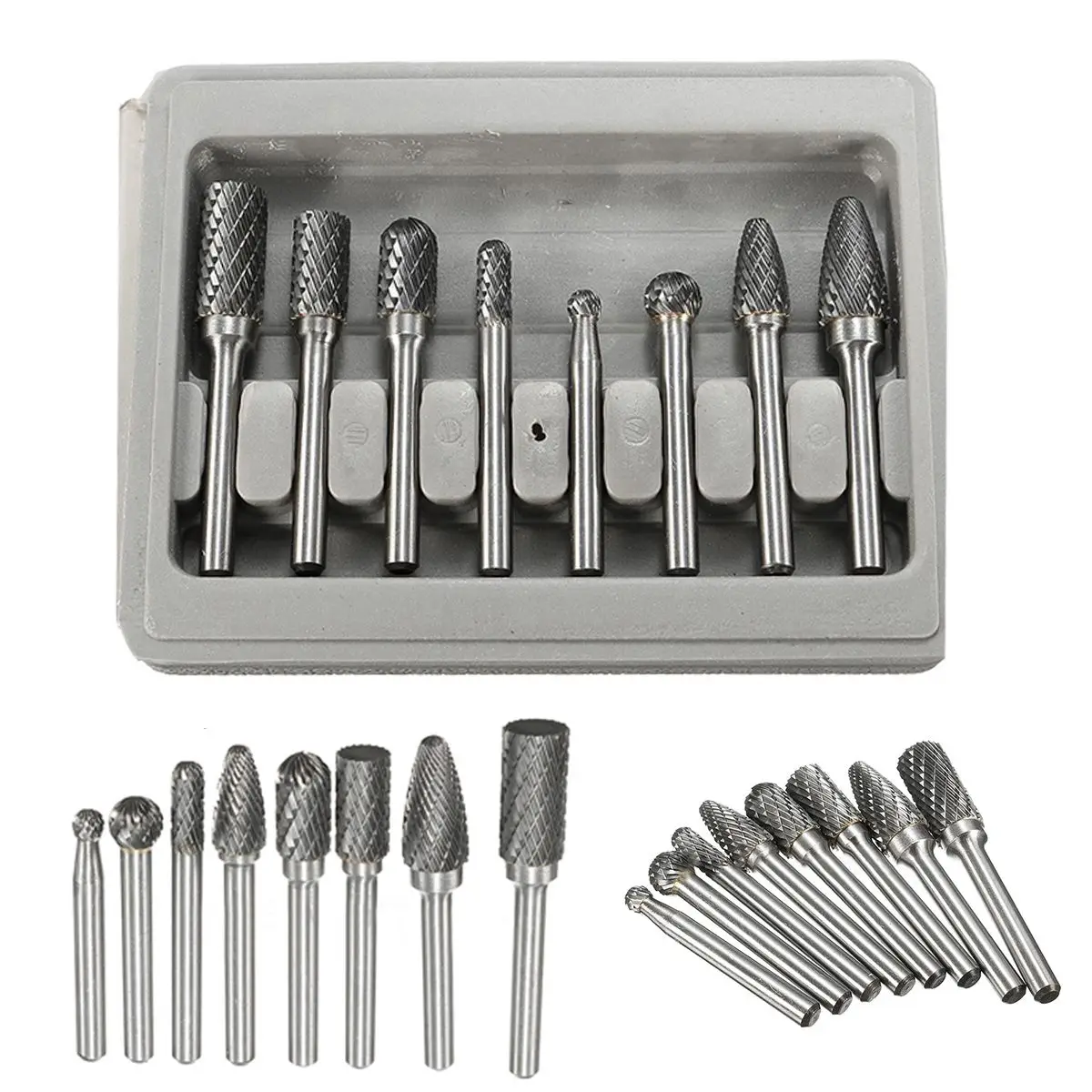 New 8Pcs/set Rotary Burr 1/4" Shank Groove Double Cut Carbide Bur File Power Tools Set
New 8Pcs/set Rotary Burr 1/4" Shank Groove Double Cut Carbide Bur File Power Tools Set