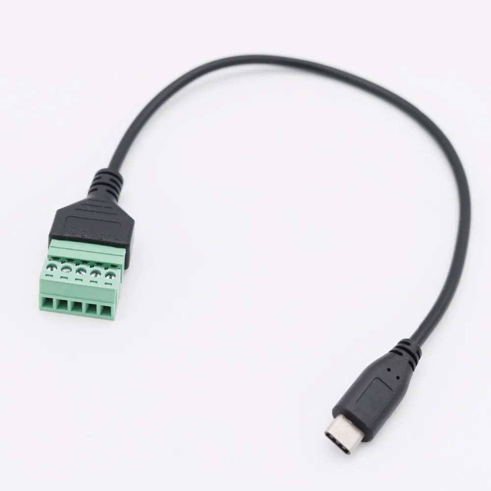 1Pc USB-C USB 3.1 Type-C Male to 5 Pin Screw Connector with Shield Solderless Terminal Plug Adapter Cable Cord 30cm/1ft
1Pc USB-C USB 3.1 Type-C Male to 5 Pin Screw Connector with Shield Solderless Terminal Plug Adapter Cable Cord 30cm/1ft