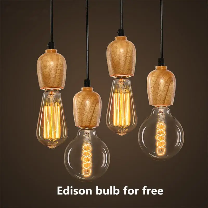 American Rural Wood Pendant Lights Vintage Black Cord Adjustable Hanging Lamp Edison Bulb Countryside Home Suspension Luminaire
American Rural Wood Pendant Lights Vintage Black Cord Adjustable Hanging Lamp Edison Bulb Countryside Home Suspension Luminaire