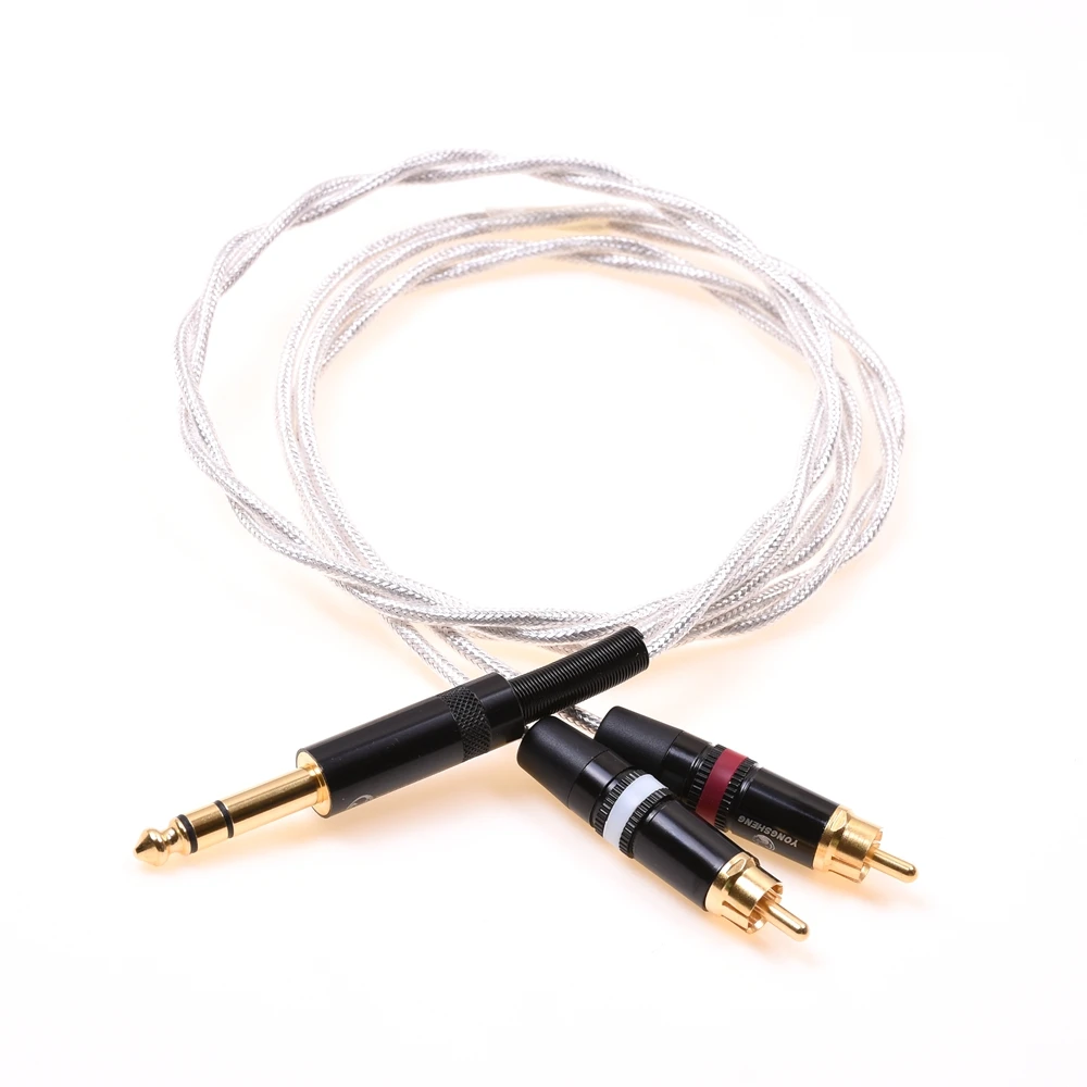 1/4 6.35mm Male to Dual RCA Male Audio AdapterCable Silver Plated Shield Cable
1/4 6.35mm Male to Dual RCA Male Audio AdapterCable Silver Plated Shield Cable