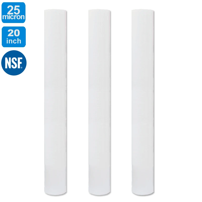 20" Spun Polypropylene Water Filter Cartridge 25micron Sediment Filtration 3pcs P25-20
20" Spun Polypropylene Water Filter Cartridge 25micron Sediment Filtration 3pcs P25-20