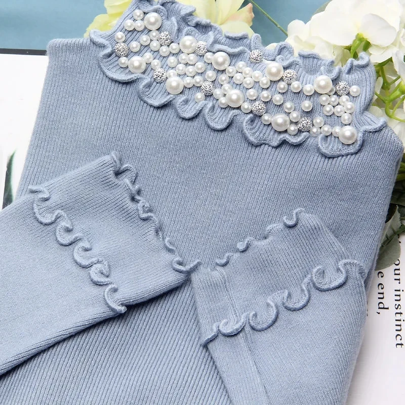 New Spring Autumn Pullover 2021 Women Knitted Sweater Casual Female Coat Ruffle Half high neck bottoming sweater Beading Tops
New Spring Autumn Pullover 2021 Women Knitted Sweater Casual Female Coat Ruffle Half high neck bottoming sweater Beading Tops