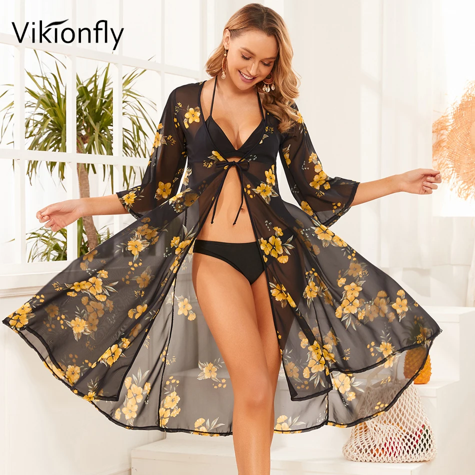 Vikionfly Chiffon Summer Beach Cover Up For Swimwear Women Short Sleeve See Through Swimsuit Bikini Bathing Suit Kimono Mujer
Vikionfly Chiffon Summer Beach Cover Up For Swimwear Women Short Sleeve See Through Swimsuit Bikini Bathing Suit Kimono Mujer