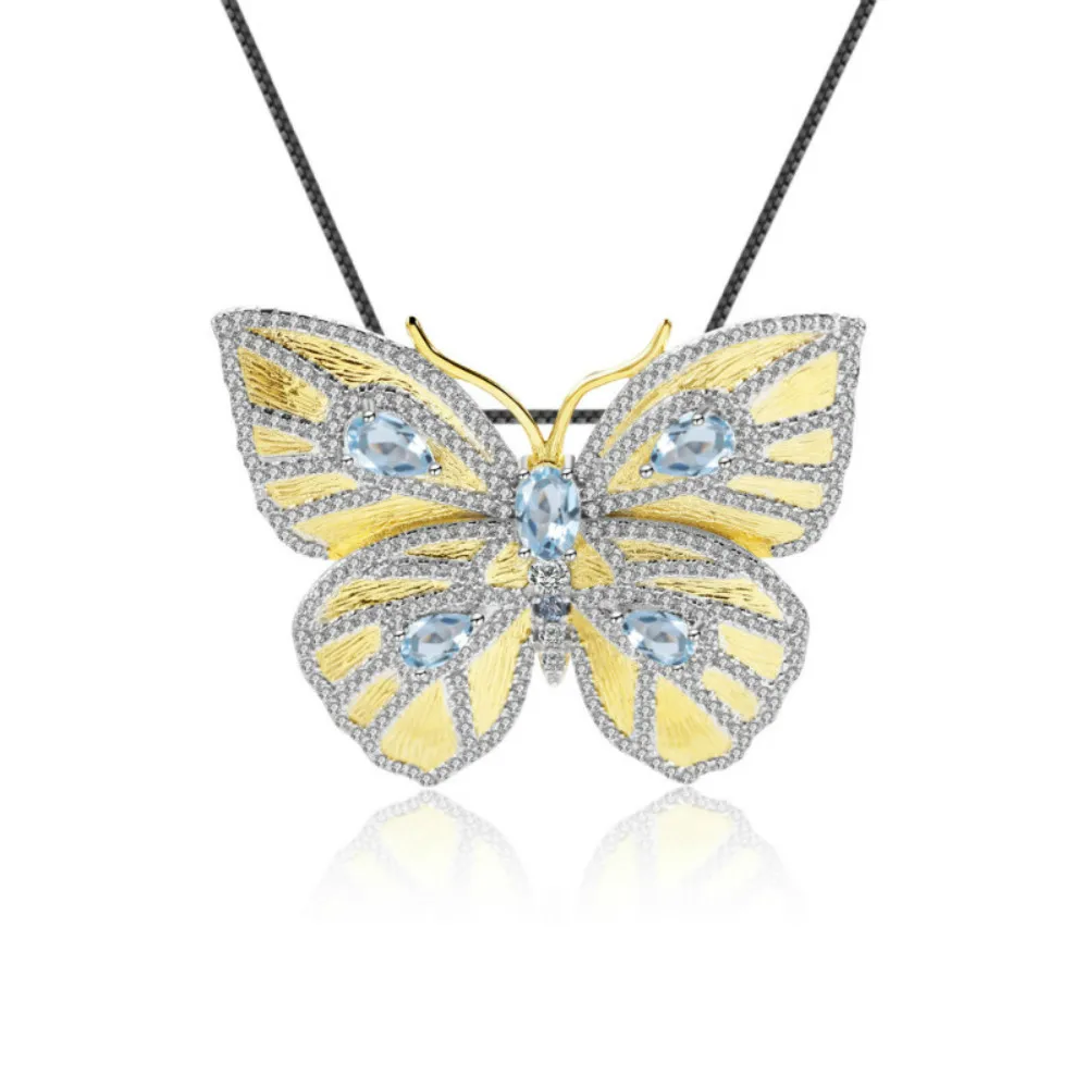 GEM'S BALLET 925 Sterling Silver Golden Butterfly Brooch Pendant 2.27Ct Natural Sky Blue Topaz Pendant for Women Fine Jewelry
GEM'S BALLET 925 Sterling Silver Golden Butterfly Brooch Pendant 2.27Ct Natural Sky Blue Topaz Pendant for Women Fine Jewelry