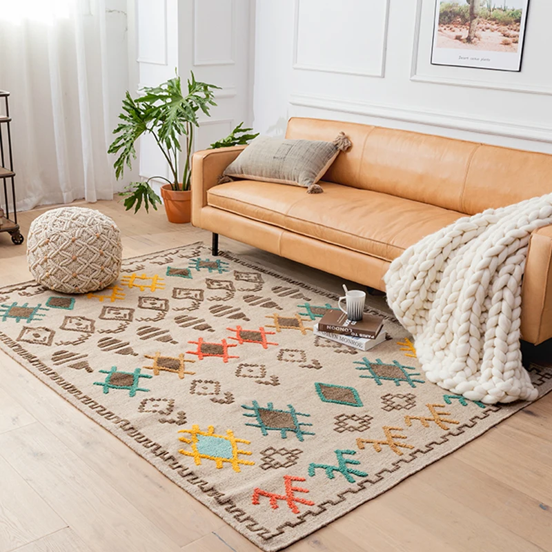 Ethnic Bohemian Carpets Living Room Hand Woven Wool Morocco Carpet Bedroom Bedside Mat Nordic Retro Carpet Study Room tapete
Ethnic Bohemian Carpets Living Room Hand Woven Wool Morocco Carpet Bedroom Bedside Mat Nordic Retro Carpet Study Room tapete
