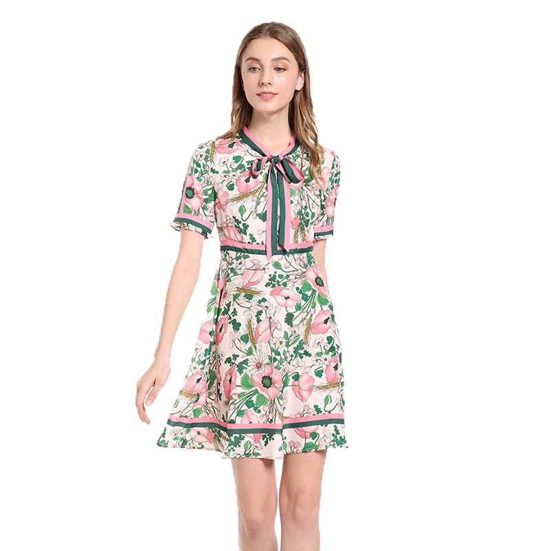Women Summer Dresses High Quality Runway Bow Neck Short Sleeve Printed Ladies Elegant Dresses Casual Dress DX90605M
Women Summer Dresses High Quality Runway Bow Neck Short Sleeve Printed Ladies Elegant Dresses Casual Dress DX90605M