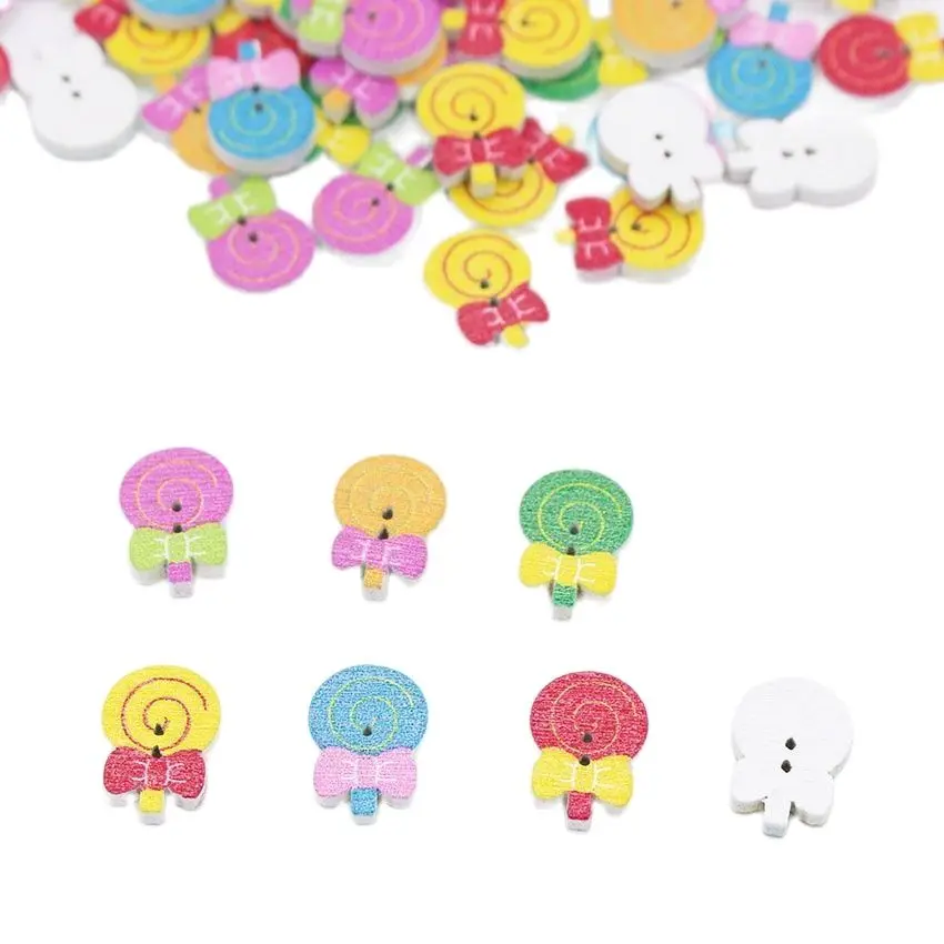 100 Pcs Multicolor Lollipop Wood Button For Sewing Scrapbooking 2 Holes Bowknot Pattern Candy Sweet Clothing Accessories 
100 Pcs Multicolor Lollipop Wood Button For Sewing Scrapbooking 2 Holes Bowknot Pattern Candy Sweet Clothing Accessories