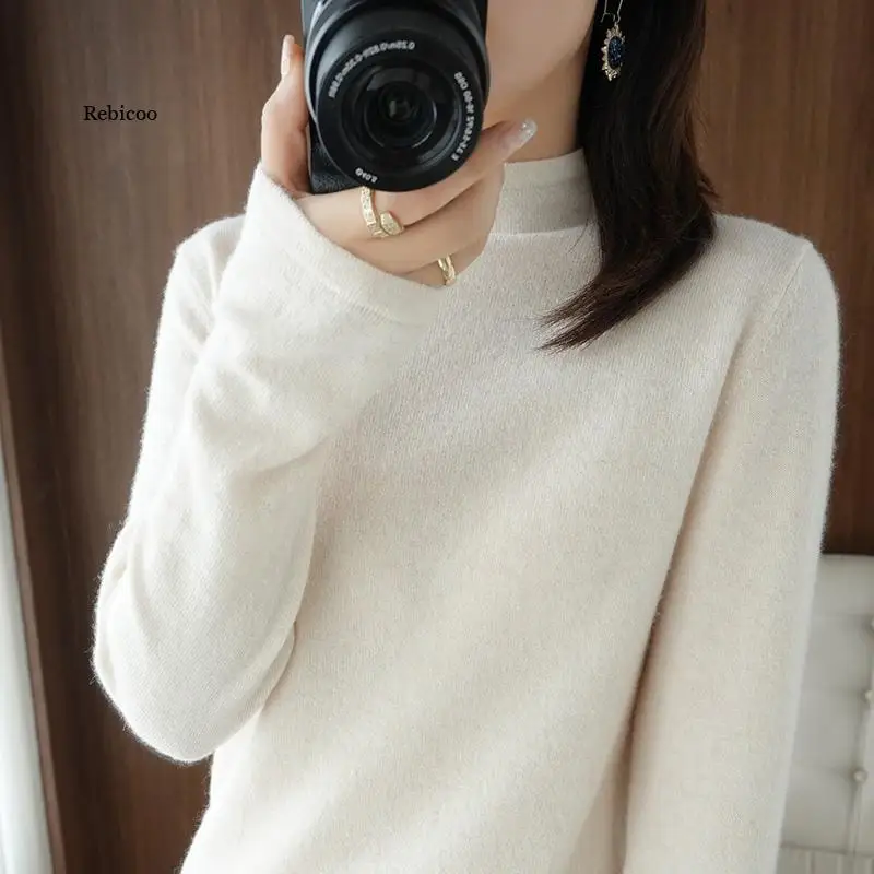 Ladies cashmere sweater autumn and winter new pure color simple flat high-neck knitted women's sweater
Ladies cashmere sweater autumn and winter new pure color simple flat high-neck knitted women's sweater