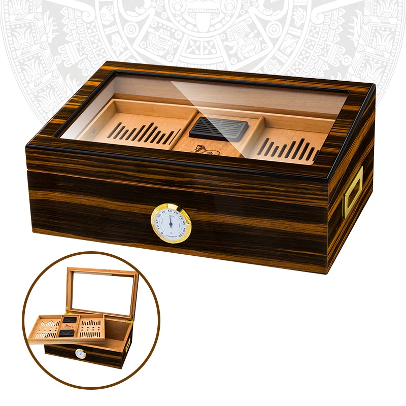 Large Cedar Wood Cigar Humidor, Glass Top, Double Layer Humidifier, Storage Box, Hygrometer, Hold 100 Cigars, CH-035
Large Cedar Wood Cigar Humidor, Glass Top, Double Layer Humidifier, Storage Box, Hygrometer, Hold 100 Cigars, CH-035