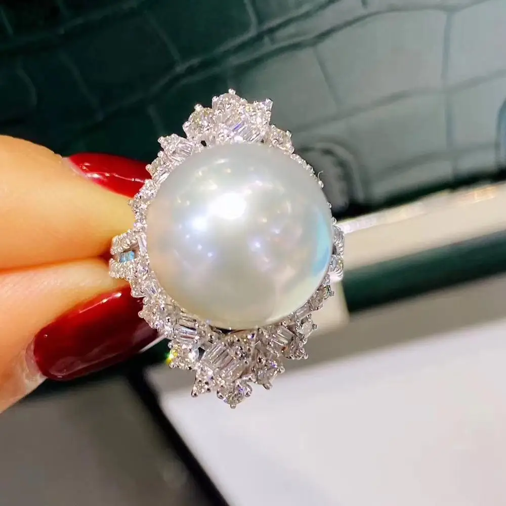 D415 Pearl Ring Fine Jewelry 925 Sterling Silver Round 12-13mm Fresh Water White Pearls Rings for Women Presents
D415 Pearl Ring Fine Jewelry 925 Sterling Silver Round 12-13mm Fresh Water White Pearls Rings for Women Presents