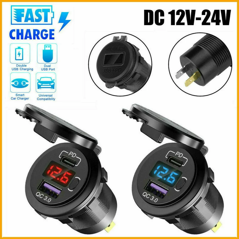 QC 3.0+PD Dual USB Fast Car Charger Socket Outlet for Boats Truck LED Voltmeter Car Interior Accessories Universal Car Products
QC 3.0+PD Dual USB Fast Car Charger Socket Outlet for Boats Truck LED Voltmeter Car Interior Accessories Universal Car Products