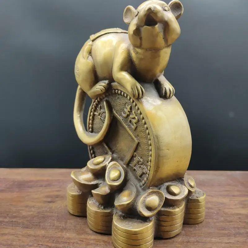 Copper Statue new pure copper decorative mouse decoration craft golden Feng Shui fashion Coin wealth Table ornaments
Copper Statue new pure copper decorative mouse decoration craft golden Feng Shui fashion Coin wealth Table ornaments