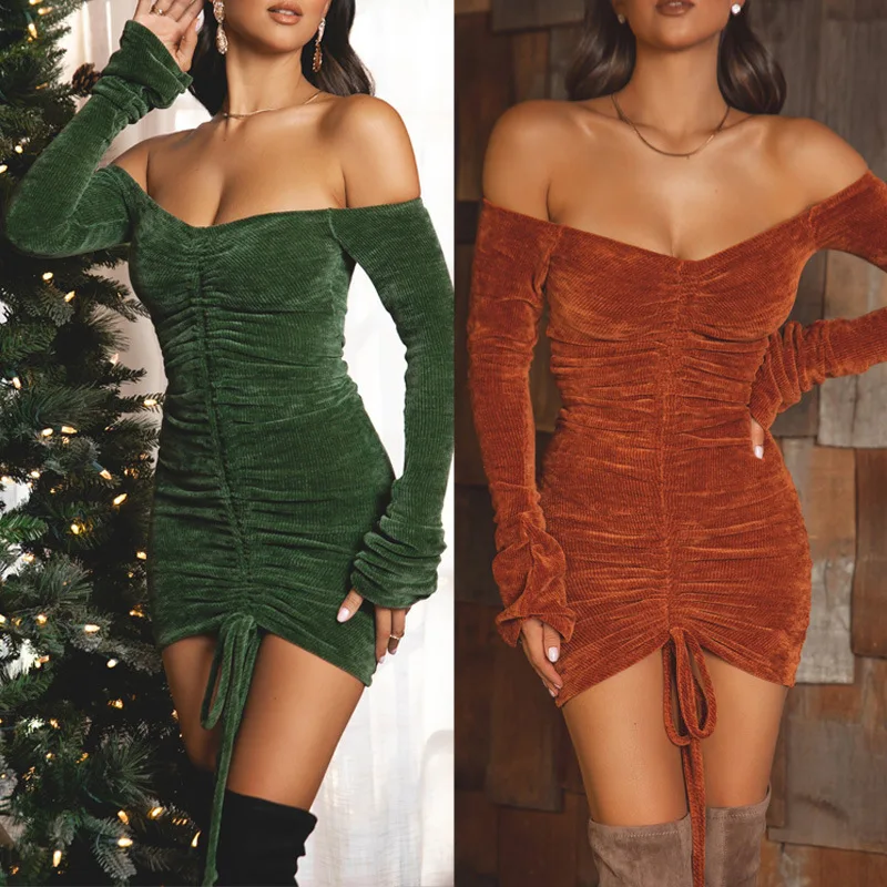 SKMY Festival Clothing Christmas Dress Stretch Corduroy Drawstring Pleated Drees Long Sleeve Bodycon Clubwear Solid Color
SKMY Festival Clothing Christmas Dress Stretch Corduroy Drawstring Pleated Drees Long Sleeve Bodycon Clubwear Solid Color
