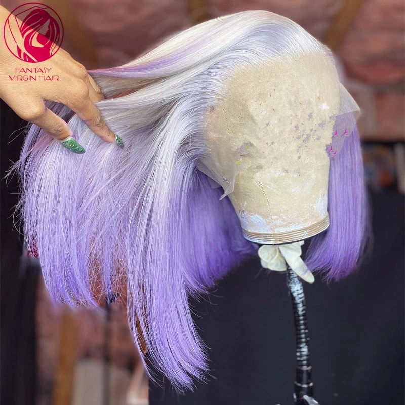 Short Bob Lace Front Wig 13x4 Human Hair Wigs Ombre White Blonde Purple Blue Colored Frontal Wigs For Women Transparent
Short Bob Lace Front Wig 13x4 Human Hair Wigs Ombre White Blonde Purple Blue Colored Frontal Wigs For Women Transparent