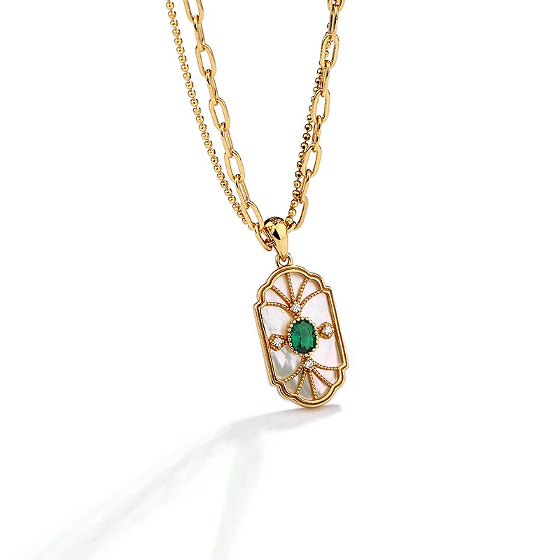 Silvology 925 Sterling Silver Emerald Pendant Necklace for Women French Palace Double Layer Chain Shell Necklace Luxury Jewelry
Silvology 925 Sterling Silver Emerald Pendant Necklace for Women French Palace Double Layer Chain Shell Necklace Luxury Jewelry