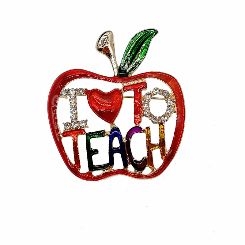 "I Love To Teach" Teacher Fruit Brooch with Exquisite Detail and Crystal Accents
"I Love To Teach" Teacher Fruit Brooch with Exquisite Detail and Crystal Accents