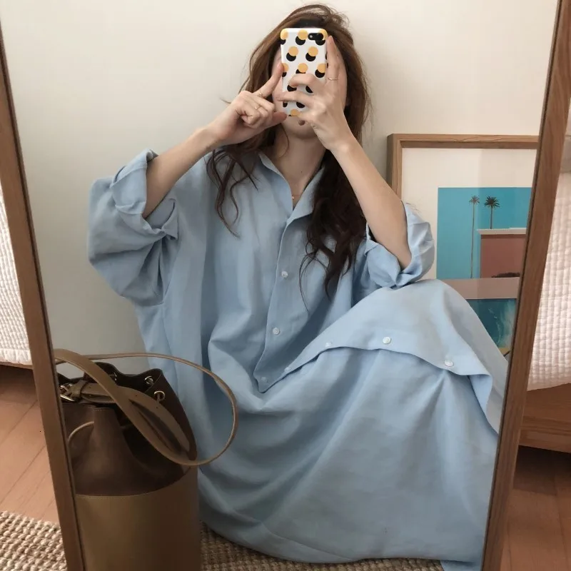 female solid single breasted plus size long sleeve side split vestidos dresses women's summer loose long shirt dress
female solid single breasted plus size long sleeve side split vestidos dresses women's summer loose long shirt dress