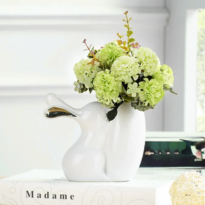 Modern Cute Rabbit Ceramic Vase+Artificial Flower Decoration Home Livingroom Furnishing Crafts Children's Room Desktop Ornaments
Modern Cute Rabbit Ceramic Vase+Artificial Flower Decoration Home Livingroom Furnishing Crafts Children's Room Desktop Ornaments