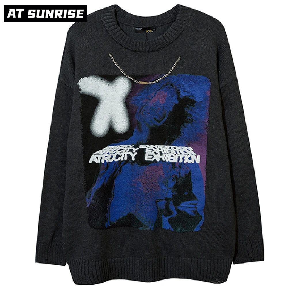 Men HipHop Streetwear Harajuku Hole Sweater 2021 graffiti Graphic print necklace Sweater Knitted Sweater winter Cotton Pullover
Men HipHop Streetwear Harajuku Hole Sweater 2021 graffiti Graphic print necklace Sweater Knitted Sweater winter Cotton Pullover