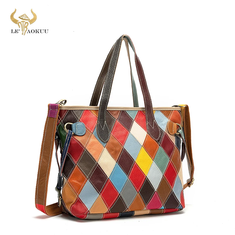 Natural Leather Women's Casual Patchwork Geometric Handbag Fashion Colorful Random stitching Shoulder Messenger Tote Bag 330
Natural Leather Women's Casual Patchwork Geometric Handbag Fashion Colorful Random stitching Shoulder Messenger Tote Bag 330