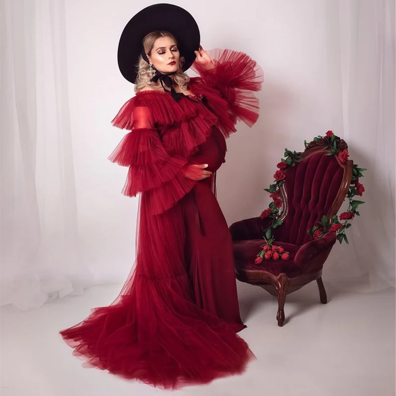 Burgundy Ruffles Pregnant Women Photoshoot Dress Off Shoulder Party Prom Evening Gowns Sleepwear Bathrobe Ladies Nightgown
Burgundy Ruffles Pregnant Women Photoshoot Dress Off Shoulder Party Prom Evening Gowns Sleepwear Bathrobe Ladies Nightgown