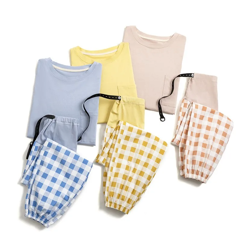 Spring Autumn Maternity Homewear Solid Color Top+ Plaid Pants 2pcs Set For Pregnant Women Pregnancy Pajamas Loose Sleepwear
Spring Autumn Maternity Homewear Solid Color Top+ Plaid Pants 2pcs Set For Pregnant Women Pregnancy Pajamas Loose Sleepwear