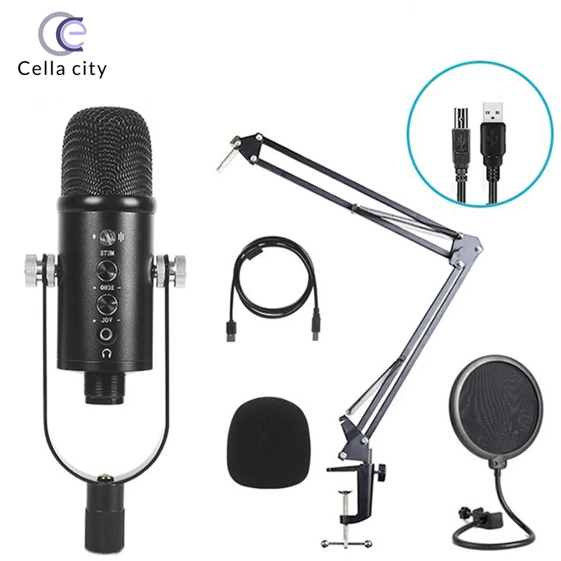 USB Condenser Microphone Kits Wired Microphone with Mic Stand for Home Computer Broadcast Recording Game Audio Studio microphone
USB Condenser Microphone Kits Wired Microphone with Mic Stand for Home Computer Broadcast Recording Game Audio Studio microphone