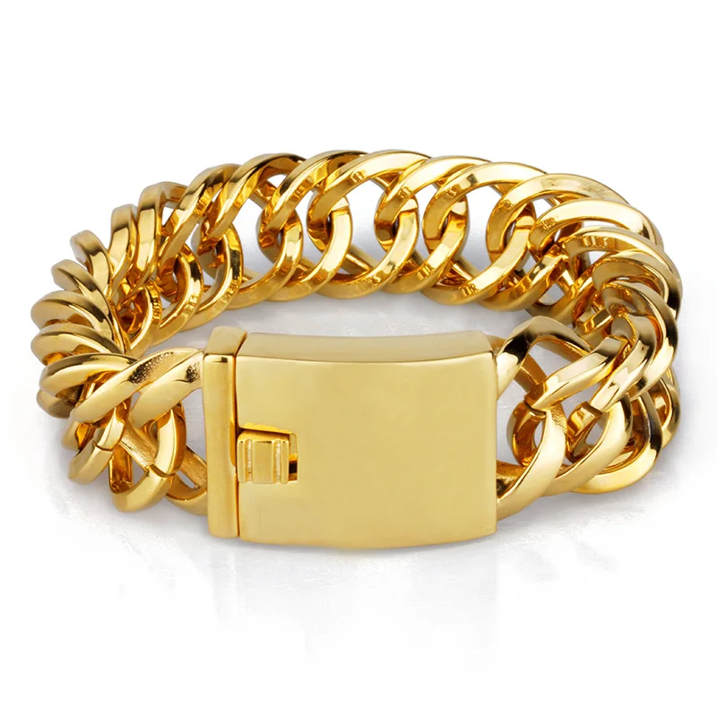 Vintage Men Jewelry Accessories Thick Chain Link Stainless Steel Gold Color Women Bracelet Male Cool Punk Style Bracelet
Vintage Men Jewelry Accessories Thick Chain Link Stainless Steel Gold Color Women Bracelet Male Cool Punk Style Bracelet